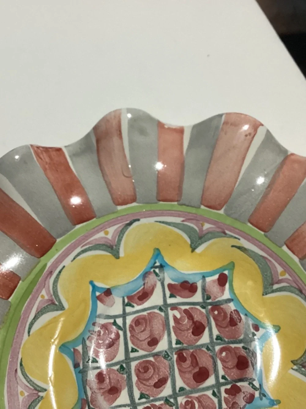 Mackenzie Childs Rose cottage Plate 7”. Tea plate or small salad